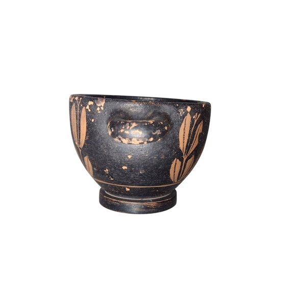 Vintage Greek Attic Owl Skyphos Vase Museum Copy Handmade Artist Signed Number 1 - Picture 3 of 6